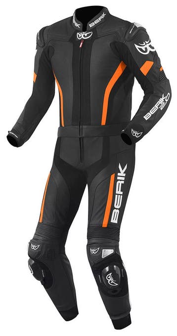 Berik Losail Zwart Oranje 2-Delig Motorpak, Motoren, Kleding | Motorkleding, Nieuw met kaartje, Berik, Heren, Combipak