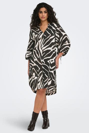 ONLY eco jurk 3/4 mouw v-hals Maat:, Kleding | Dames, Jurken, Verzenden, Nieuw, Overige kleuren