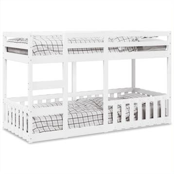 vidaXL Stapelbed massief grenenhout wit 90x200 cm, 90 cm, Eenpersoons, Verzenden, Wit