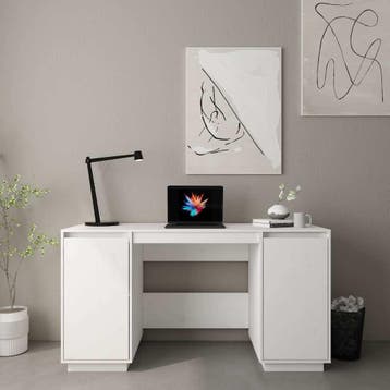 vidaXL Bureau 140x50x75 cm massief grenenhout wit, Huis en Inrichting, Verzenden, Nieuw