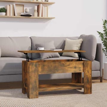 vidaXL Salontafel 101x49x52 cm bewerkt hout gerookt, Minder dan 50 cm, 100 tot 150 cm, Verzenden, Nieuw