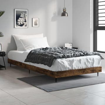 vidaXL Bedframe zonder matras hout gerookt eikenkleurig, 90 cm, Eenpersoons, Bruin, Verzenden