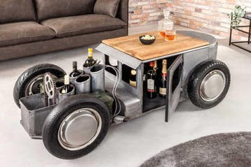 Vintage salontafel HOT ROD 160cm staal mangohout bartafel, Ophalen of Verzenden, Nieuw