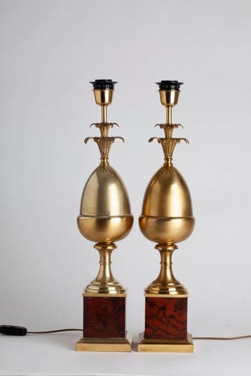 Tafellamp (2) - Verguld messing, Antiek en Kunst, Curiosa en Brocante