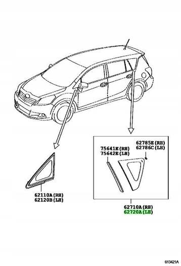 Toyota Corolla Verso achterruit links 62720-0F040 nieuw, Auto-onderdelen, Carrosserie en Plaatwerk, Verzenden, Gebruikt