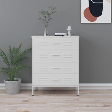 vidaXL Ladekast 80x35x101,5 cm staal wit, Kinderen en Baby's, Kinderkamer | Commodes en Kasten, Verzenden, Nieuw