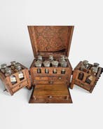Medisch instrument - Glas, Hout, Tin, Metaal - Reisapotheek