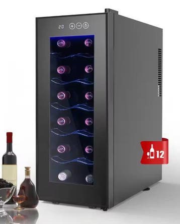 Wijnkoelkast 12 Flessen – LED Display & Glazen Deur, 10–15°C, Verzenden, Nieuw