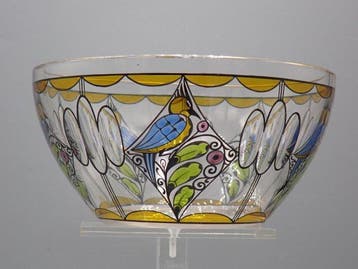 Haida Fachschule - Kom - Birds - Glas, Antiek en Kunst, Antiek | Glas en Kristal