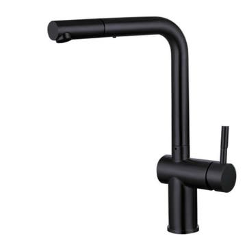 Zwarte Keukenmengkraan | Uittrekbare uitloop | Massief RVS, Minder dan 50 cm, Verzenden, Zwart, Nieuw