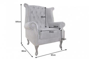 Chesterfield vleugelfauteuil antiekgrijs met knoopstiksel en, Ophalen of Verzenden, Nieuw