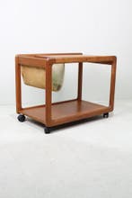 Vintage Deens design salontafel, trolley, lectuurtafel, 50 tot 75 cm, Teakhout, 50 tot 100 cm, Zo goed als nieuw