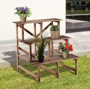 3-laags plantenrek dennenhout voor tuin, balkon en terras, Verzenden, Nieuw