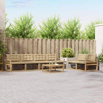 vidaXL Buiten bankenset 7 st Wit en Beige, Verzenden, Nieuw