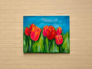Fleurige tulpen (Schilderijen, Sfeer & Stijl), Ophalen of Verzenden, Nieuw