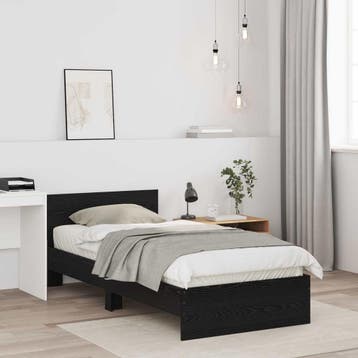 vidaXL Bedframe met hoofdbord Zwart eiken 80 x 200 cm, Eenpersoons, Verzenden, Zwart, Nieuw