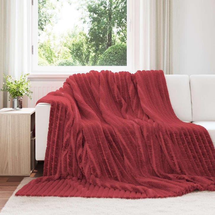 vidaXL Gooi Deken Bordeaux Rood 240 x 220 cm Fleece, Huis en Inrichting, Slaapkamer | Beddengoed, Rood, Nieuw, Verzenden
