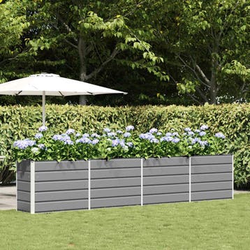 vidaXL Plantenbak Lichtgrijs 385 x 50 x 75 cm Gegalvaniseerd, Verzenden, Minder dan 60 cm, Nieuw, Metaal