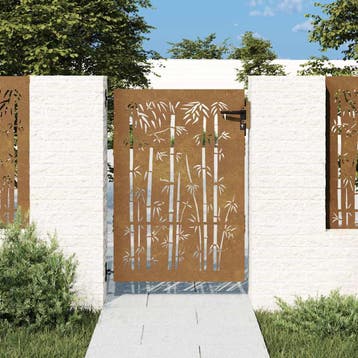 vidaXL Poort 85x125 cm bamboe-ontwerp cortenstaal, Tuin en Terras, Tuinpoorten, Verzenden, Nieuw
