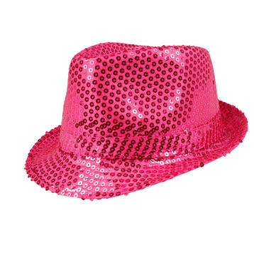Disco hoed pailletten hot pink, Ophalen of Verzenden, Nieuw