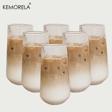 Set van 4 of 6 Hittebestendige Glazen Mokken met Verticale R, Verzenden, Nieuw