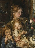 Aurél Náray (1883-1948) - Dame met twee meisjes