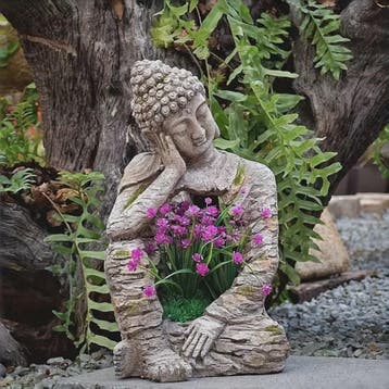 Retro Verweerd Buddha Beeld met Bloembak - Zen Tuindecoratie, Verzenden