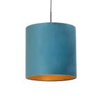 Hanglamp met velours kap blauw met goud 40 cm - Combi, Verzenden, Nieuw, Stof, Classic-antique