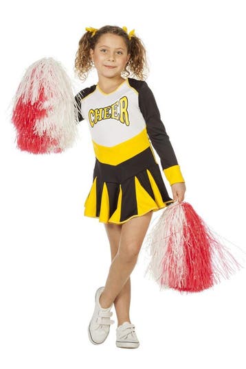Cheerleader jurkje kind zwart/wit/geel, Kleding | Dames, Carnavalskleding en Feestkleding, Ophalen of Verzenden, Nieuw