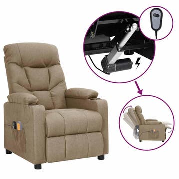 vidaXL Massagestoel elektrisch stof taupe, Sport en Fitness, Verzenden, Nieuw