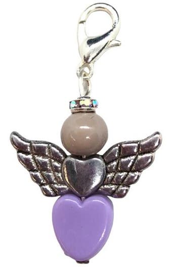 Geluksengeltje met hartje en clip on sluiting hart taupe..., Hobby en Vrije tijd, Kralen en Sieraden maken, Ophalen of Verzenden