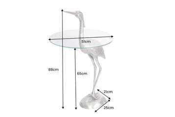 Ronde bijzettafel WILDLIFE HERON 90cm zilveren metalen, Ophalen of Verzenden, Nieuw