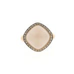 Gouden ring gezet met rozenkwarts en diamanten; Tirisi, Sieraden, Tassen en Uiterlijk, Gebruikt, Overige kleuren, Ophalen of Verzenden