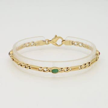Armband - 14 karaat Geel goud - Saffier-Robijn-Smaragd, Nieuw