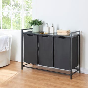 [en.casa] Wasmand Saltvik met 3 zakken 75,5x102,5x38 cm zwar, Huis en Inrichting, Verzenden, Nieuw