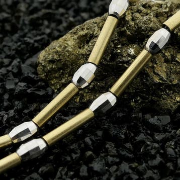 Midas bicolor gouden staafjes schakelketting, Ophalen of Verzenden, Gebruikt, Goud, Goud