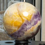 amethist Grote Chevron Amethist Bol met Golden Healer Kwarts, Verzamelen, Mineralen en Fossielen