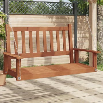 vidaXL Tuinschommelbank met metalen kettingen massief, Verzenden, Nieuw, Hout