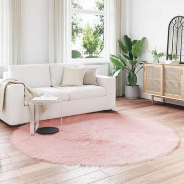 vidaXL Tapijt van imitatie TAFALLA Roze Ø 200 cm Polyester, Verzenden, Nieuw, Roze