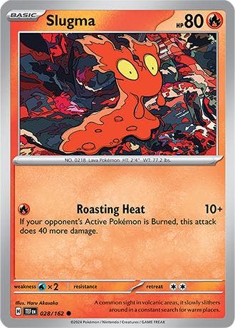 Slugma 028/162 reverse holo Temporal forces, Ophalen of Verzenden, Nieuw, Losse kaart, Foil