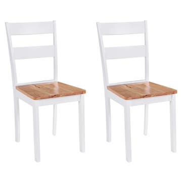 vidaXL Eetkamerstoelen 2 st massief rubberwood wit, Verzenden, Nieuw, Wit