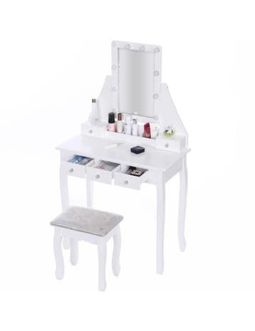Kaptafel Modern Wit | 5 Lades | LED Spiegel | Beste Prijs, Ophalen of Verzenden, Nieuw, Modern