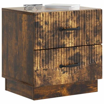vidaXL Nachtkastje Gerookt eiken 43 x 34,5 x 44,5 cm Bewerkt, Minder dan 45 cm, Verzenden, Nieuw, Minder dan 55 cm