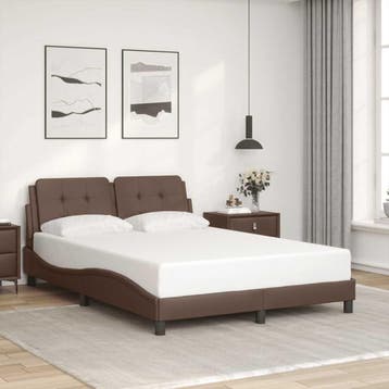 vidaXL Bedframe zonder matras Zadar kunstleer bruin, Overige materialen, Bruin, Verzenden, Nieuw