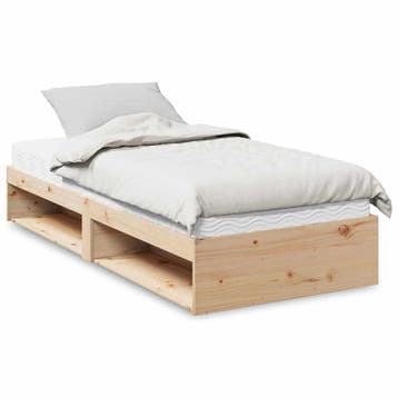 vidaXL Slaapbank met matras 90x190 cm massief grenenhout, 90 cm, Eenpersoons, Bruin, Verzenden