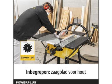 Powerplus POWX07595 - Elektrische tafelzaag - 2000W - Ø250mm, Verzenden, Zo goed als nieuw, Powerplus