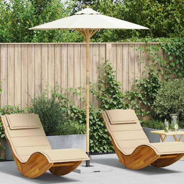 vidaXL Tuinparasol Ø 180 x 230 cm Bamboe Rond Crèmewit, Tuin en Terras, Verzenden, Nieuw, 1 tot 2 meter