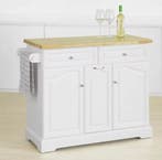 Keukeneiland met Wielen, Lades en Flessenrek – 115×90×46 cm, Verzenden, Nieuw