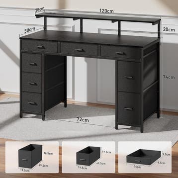 Bureau - Computertafel - Computerbureau - 120x50 cm - Zwart, Huis en Inrichting, Verzenden, Zo goed als nieuw