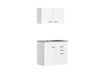 Voorraad: Keukenkasten | 150 cm breed | wit antraciet eiken, Ophalen of Verzenden, Nieuw, Wit